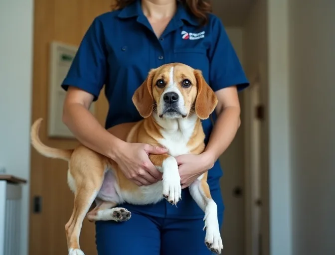 Technician respectfully transporting a deceased dog in Broadmeadows